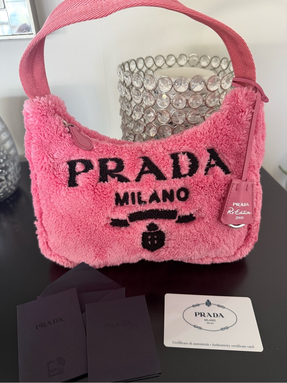 Prada Milano re edition  pink terry bag
